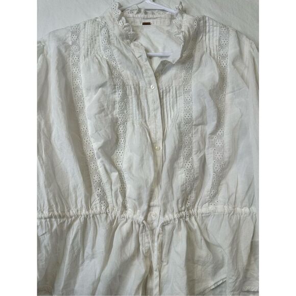 Free People White crochet and lace button down shirt - Picture 2 of 10